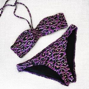 H&M Purple Leopard Print Two-Piece Bikini Set – Size 4